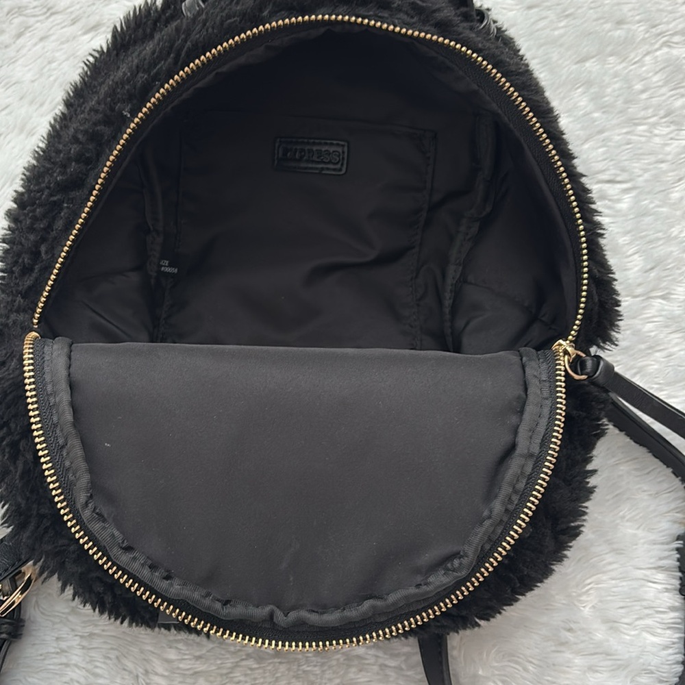 Black Shearling Backpack - Picture 2 of 2